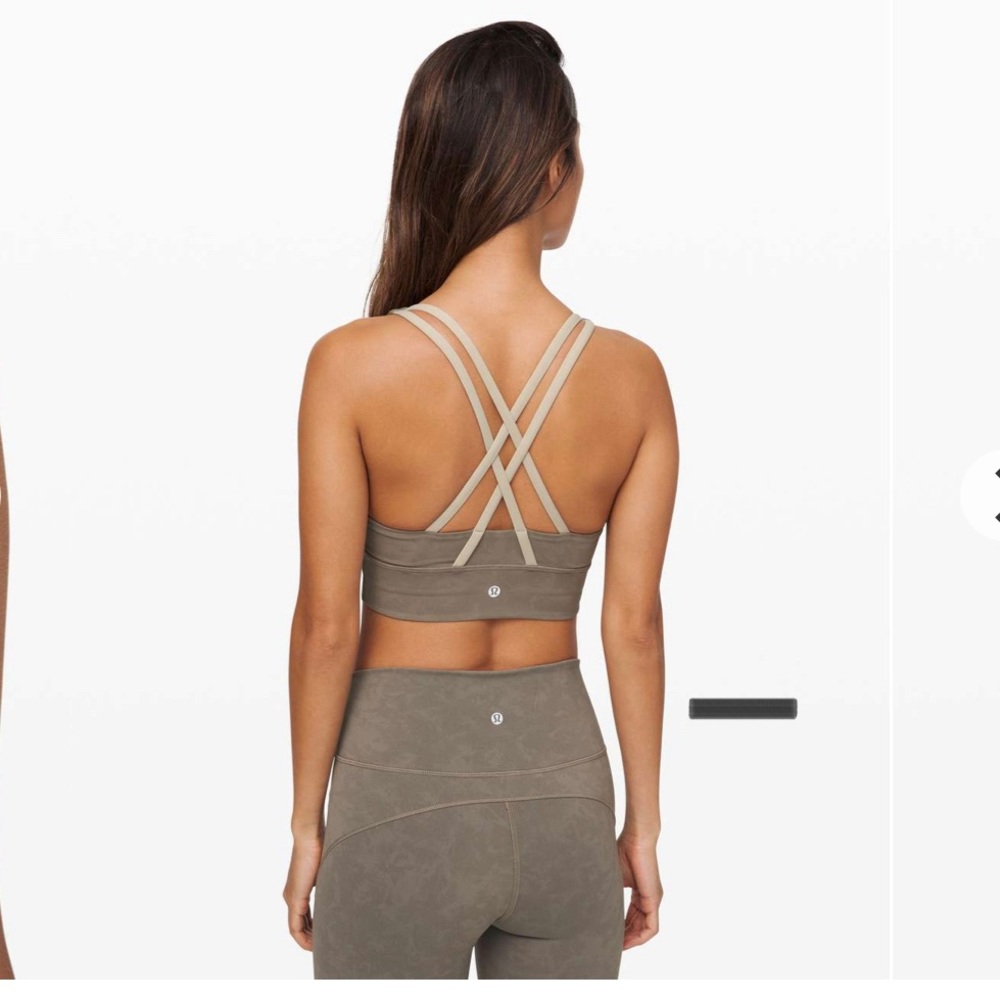 Lululemon Energy Bra Long Line - size 8 Sky Wash Print Carbon Dust / Fawn NWOT